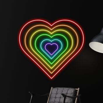 Brighten Your Holiday Celebrations and Romantic Evenings with Heart Colorful Led Neon Sign - The Perfect Christmas Decor for Home, Office, and Wedding Venues.