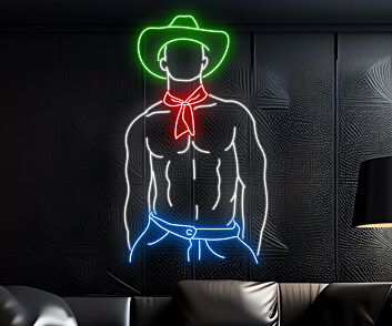 Revamp Your Space with Elegance: Howdy Cowboy Hat Texas Led Neon Sign Sexy Body Gay Man Cowboy Hat for Home Decor, Bars, and Festive Celebrations