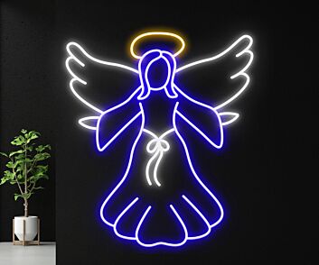 Brighten Your Sanctuary: The Jesus Christ Angel Wings Led Neon Sign for Home Decor, Church Events, and Inspirational Settings