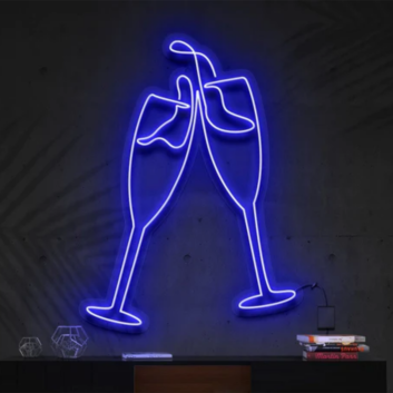 Champagne Glass Cheers LED Sign