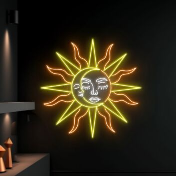 Moon And Sun Led Neon Sign Moon And Sun Neon Light Moon Lover Led Sign