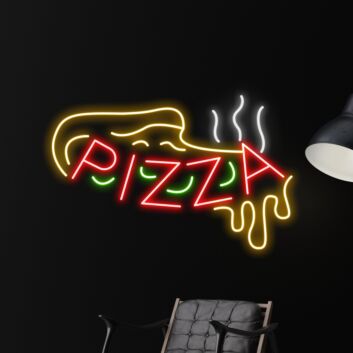 Pizza Logo Led Neon Sign Pizza Led Sign Pizza Restaurant Logo Home Room Decor