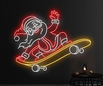 Santa Claus Skateboarding Led Neon Sign