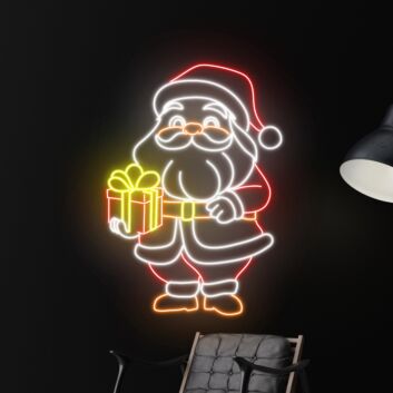 Santa Claus With Gift Led Neon Sign Santa Claus Christmas Led Sign