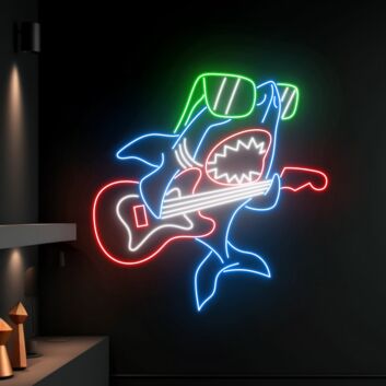 Shark Playing Guitar Led Neon Sign Sea Animal Decor