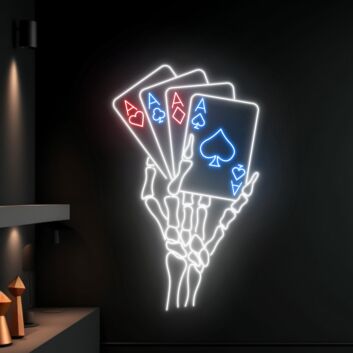 Skeleton Playing Poker Led Neon Sign Poker Decor