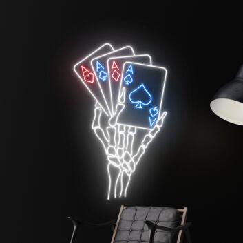Skeleton Playing Poker Led Neon Sign Poker Decor