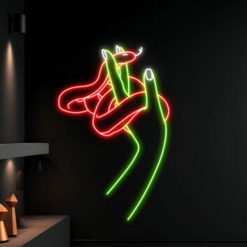 Snake Wrapping Around Hand Led Neon Sign