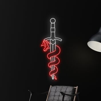 Snake Wrapping Around Sword Led Neon Sign Christmas Decor