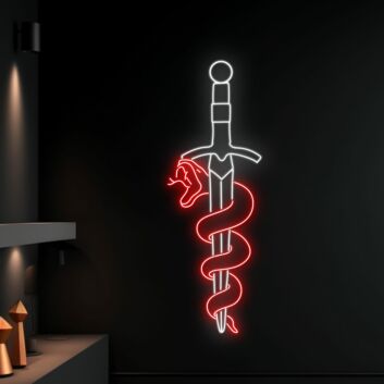 Snake Wrapping Around Sword Led Neon Sign Christmas Decor