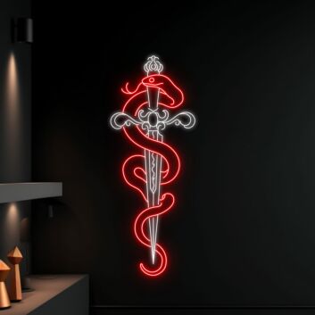 Snake Wrapping Around Sword Led Neon Sign Light Christmas Decor