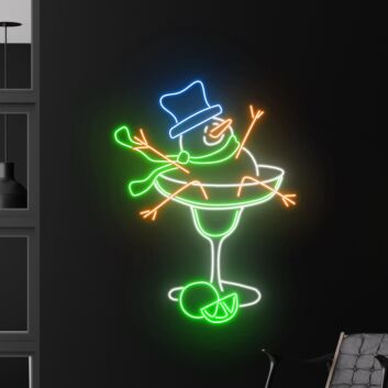 Snowman Margarita Led Neon Sign Restaurant Decor