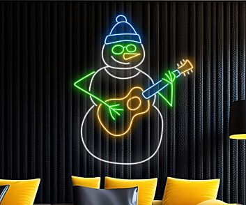 Snowman Play Guitar Christmas Led Neon Sign Snowman Merry Christmas Led Sign
