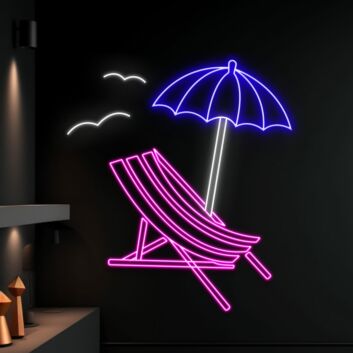 Summer Beach Chair Umbrella Led Neon Sign Beach Lover Neon Light