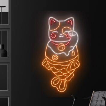 Taiyaki Led Neon Sign Lucky Cat Light Shop Decor Happy New Year