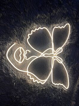 Woman Face Butterfly Animal Lover Neon Light Decor