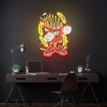 French Fries Led Uv Neon Sign Restaurant Wall Decor
