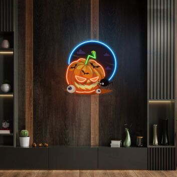 Pumpkin Spider Led Uv Neon Sign Halloween Decor Indoor For Home