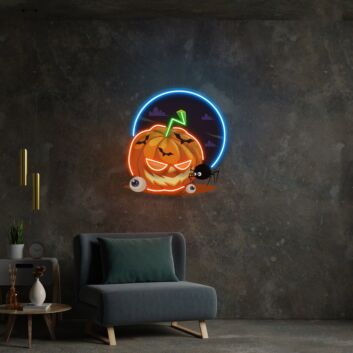 Pumpkin Spider Led Uv Neon Sign Halloween Decor Indoor For Home