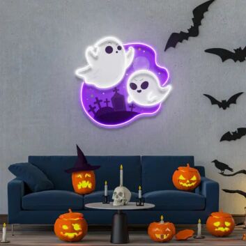 Ghost Halloween Day Uv Light Neon Art And Quick Install Kit