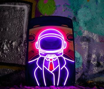 Man On The Moon Uv Printed Neon Artwork