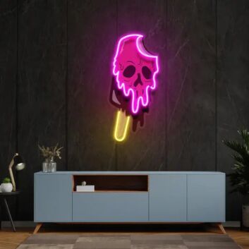 Skull Ice Cream Uv Light Neon Artwork And Installation Kit