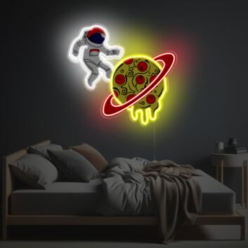 Astronaut With Pizza Planet LED Neon Acrylic Artwork