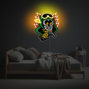 Cool Motorcycle Man LED Neon Acrylic Artwork