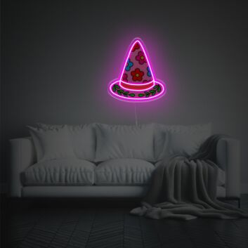 Flowerful Witch Hat LED Neon Acrylic Artwork