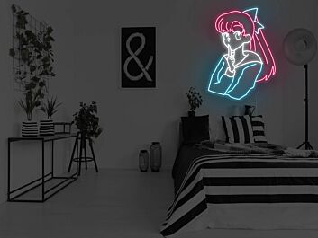 Anime Pondering Girl Neon Sign