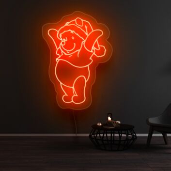 Winnie The Pooh Christmas Hat Neon Sign