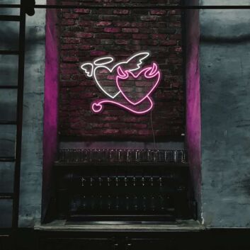 Heart Angel Devil Symbol Neon Sign