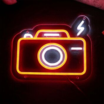 Camera Flashing Neon Sign
