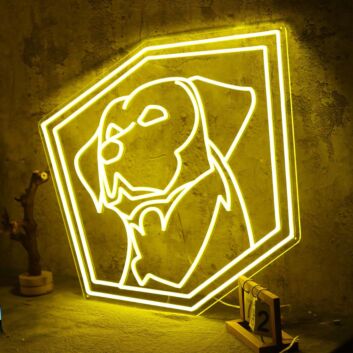 Adorable Puppy Yellow Aesthetic Neon Sign