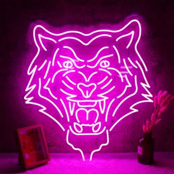Tiger Head Purple Neon Sign
