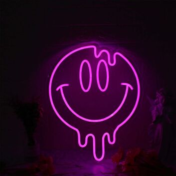 Melting Smile Face Pink Neon Sign