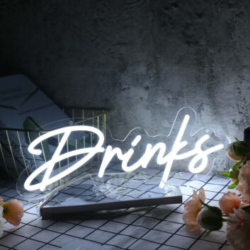 Drinks White Neon Sign