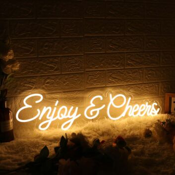 Enjoy And Cheers Yellow Custom LED Neon Sign