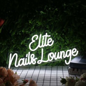 Elite Nails Lounge White Neon Sign