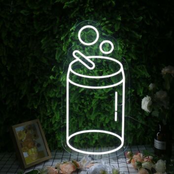A Can Of Drink White Neon Sign