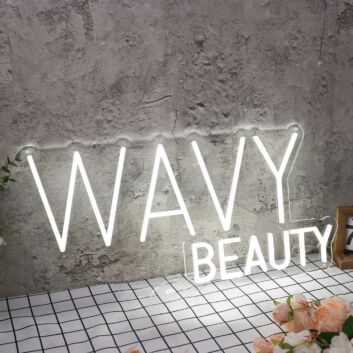 Wavy Beauty White Neon Sign