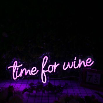 Time For Wine Purple Neon Sign