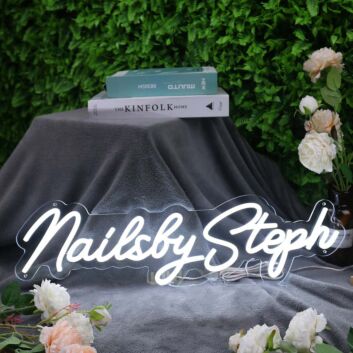Nails By Steph White Neon Sign