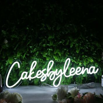 Cakes By Leena White Neon Sign