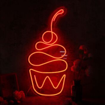 Aesthetic Cup Cake Red Neon Sign