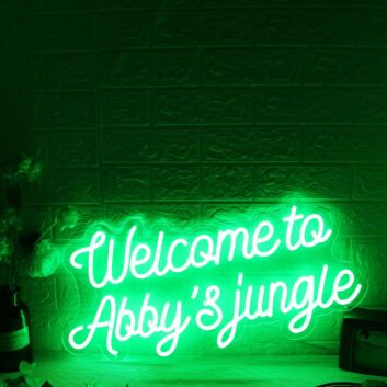 Welcome to Abbys Jungle Green Neon Sign