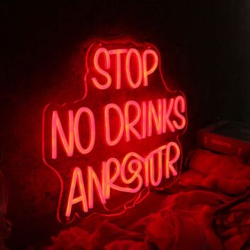 Stop No Drinks Allowed Red Neon Sign