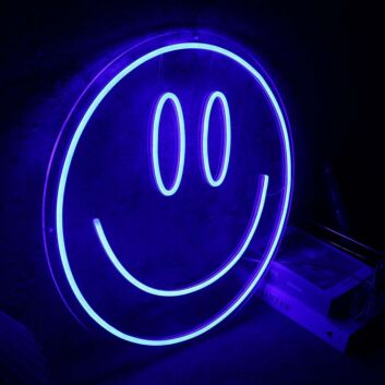 Smiley Face Blue Neon Sign