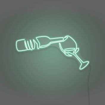 Wine Poured To Glass Neon Lights