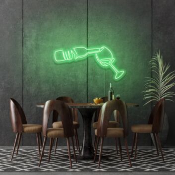 Wine Poured To Glass Neon Lights